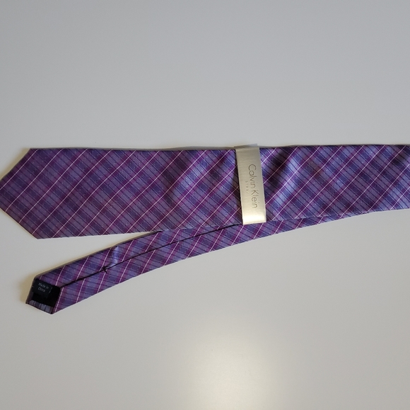 NWT CALVIN KLEIN STEEL PURPLE STRIPE TIE - Picture 6 of 6